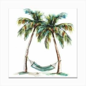 Two Palm Trees And Hammock Canvas Print