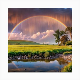 Rainbow Over A Field 1 Canvas Print