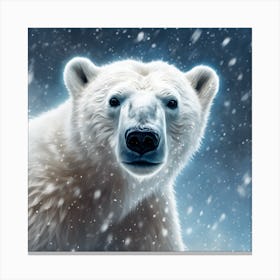 Wandering Polar Bear in the Falling Snow Canvas Print