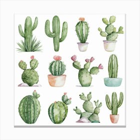 Watercolor Cactus Canvas Print