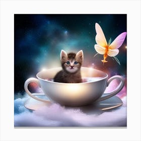 Cat In A Teacup Canvas Print