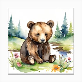 Baby bear watercolour 2 Canvas Print