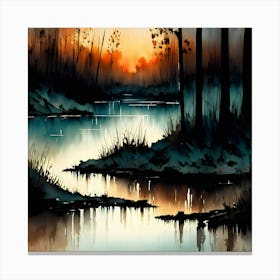 Sunset In The Woods 4 Canvas Print