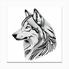 Wolf Head - Abstract Line Art Illustration 211 Canvas Print