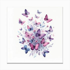 Butterflies On A White Background Canvas Print