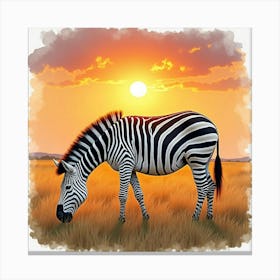 Zebra At Sunset 1 Canvas Print