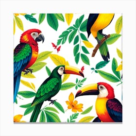 Seamless Pattern With Toucans Canvas Print