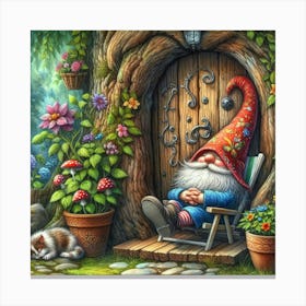 Gnome In The Garden 1 Canvas Print