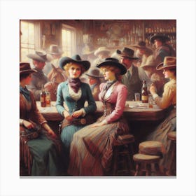 Cowgirls At The Bar Canvas Print