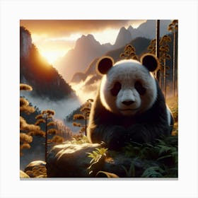 Panda In The Mountains  Canvas Print
