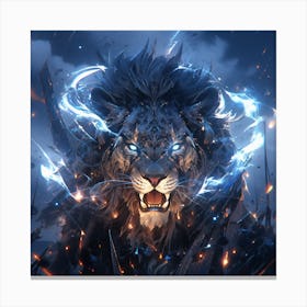 Lion lightning Canvas Print