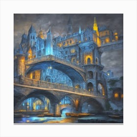 Fantasy Castle At Night Canvas Print