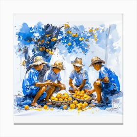 Boys Picking Lemons Canvas Print