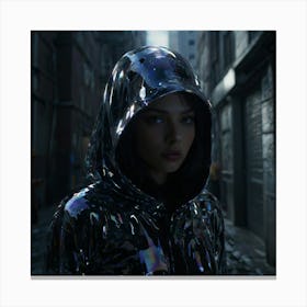 Girl In A Hoodie Canvas Print