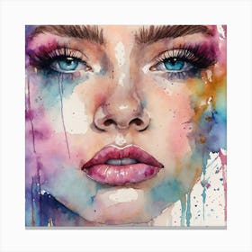 Watercolor Of A Woman'S Face 3 Canvas Print