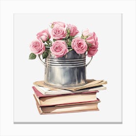 Roses In A Bucket 7 Canvas Print