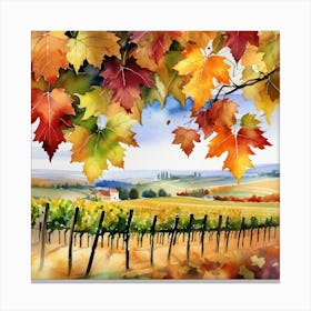 Autumn Leaves In Vineyard Canvas Print