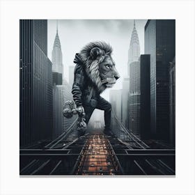 Hustle like a lion in the concrete jungle.3 Canvas Print