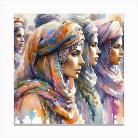 Watercolor Tuareg Women Canvas Print