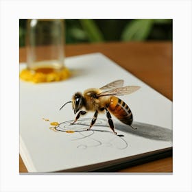 Bee On Honey Canvas Print