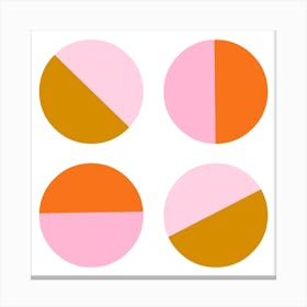 Pink And Orange And Mustard Yellow Circles Canvas Print