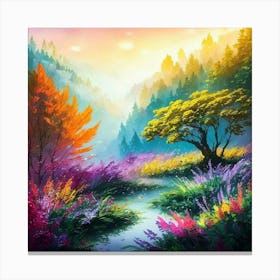 Very Soft Watercolors Where A Landscape Faintly Canvas Print