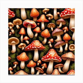 Seamless Pattern With Mushrooms 4 Canvas Print