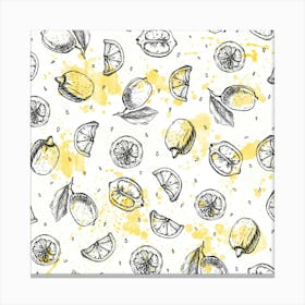 Lemons watercolor pattern Canvas Print