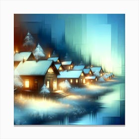 Christmas Village At Night Canvas Print