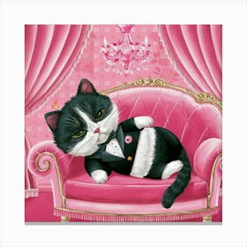 A Whimsical Illustration Of A Tuxedo Cat Taking A 4tls6ngaslm5xwrrd5yaiq Y9 Hvuubsgsommaapql1vw Canvas Print