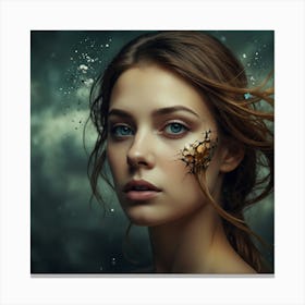 Beautiful Girl With A Broken Face Canvas Print