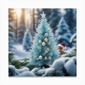 Christmas Tree In The Snow 16 Canvas Print