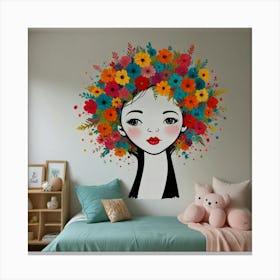 Girl With Flowers Canvas Print