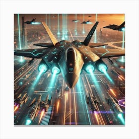 A Futuristic Sci Fi Scene Featuring Harmony Hawks Canvas Print