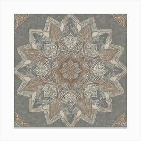 Firefly Beautiful Modern Detailed Indian Mandala Pattern In Neutral Gray, Silver, Copper, Tan, And C (2) Canvas Print