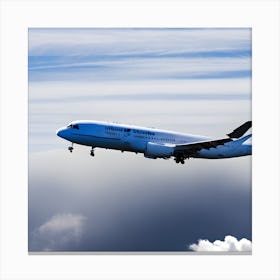 A Large Passenger Plane Flies In The Sky And A Picture Of It From Its Entire Side Shows It In Its F (1) Canvas Print