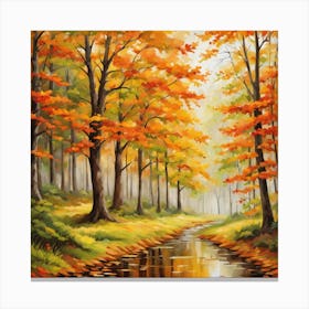 Forest In Autumn In Minimalist Style Square Composition 135 Canvas Print