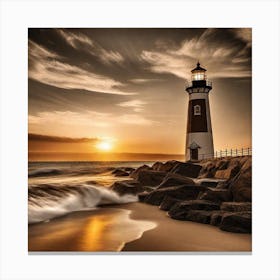 Lighthouse At Sunset 36 Canvas Print
