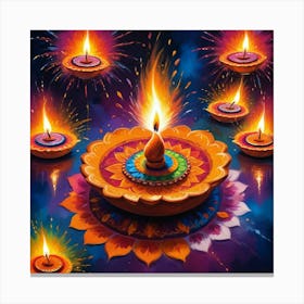 Diwali Lights Paintings Art Print Canvas Print