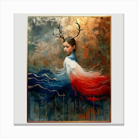 Girl With Deer Antlers Canvas Print