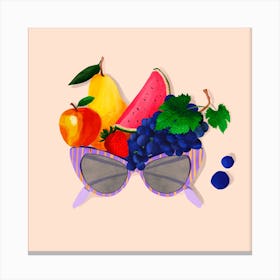 Fruit Glasses Square Canvas Print