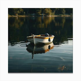 Small Boat On The Lake Canvas Print