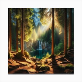 Waterfall In The Forest 11 Canvas Print