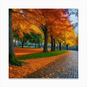 Autumn Leaves In The Park Canvas Print