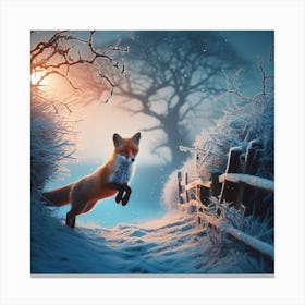 Fox In The Snow 12 Canvas Print
