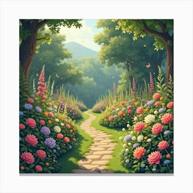 A Beautiful, Enchanted Garden With Flowers That Sing And Dance 1 Canvas Print