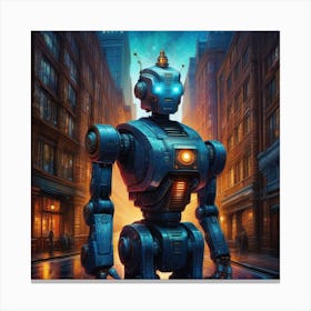 Robot In The City 52 Canvas Print