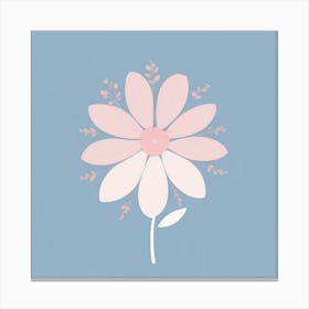 A White And Pink Flower In Minimalist Style Square Composition 554 Canvas Print