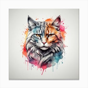 Watercolor Cat Illustration Canvas Print