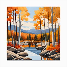 Autumn Forest Painting (10) Canvas Print